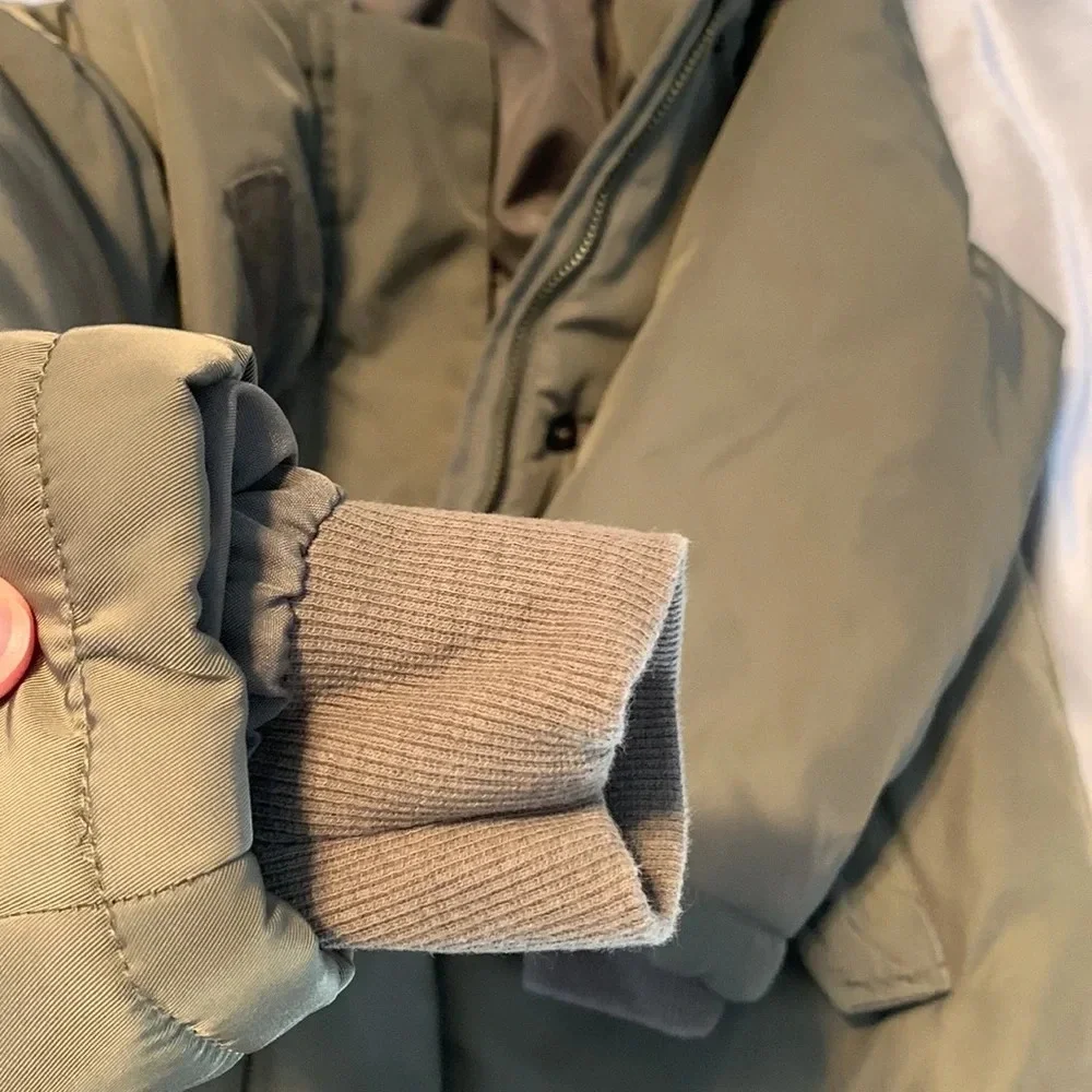 Gymboree size 3t olive military green zip up pink fur hood like new winter parka